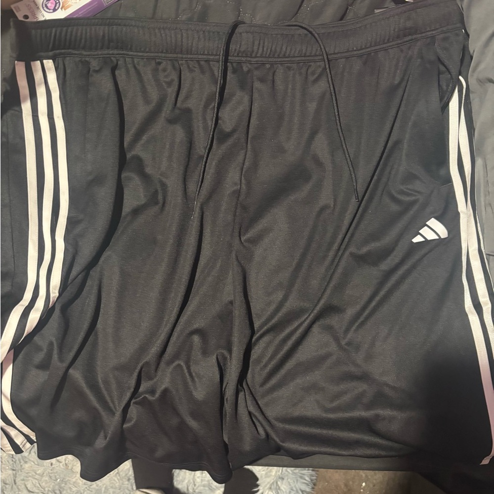 NWT Black Aeroready Athletic Shorts with White Stripes